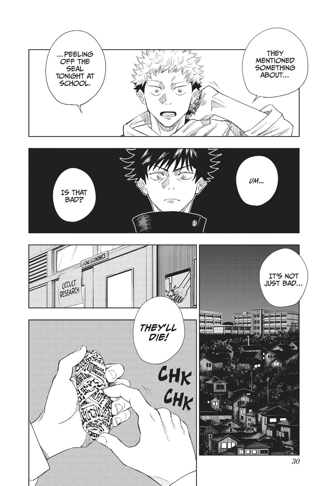 Jujutsu Kaisen Manga Chapter 1 page 30 - Ryomen Sukuna scene
