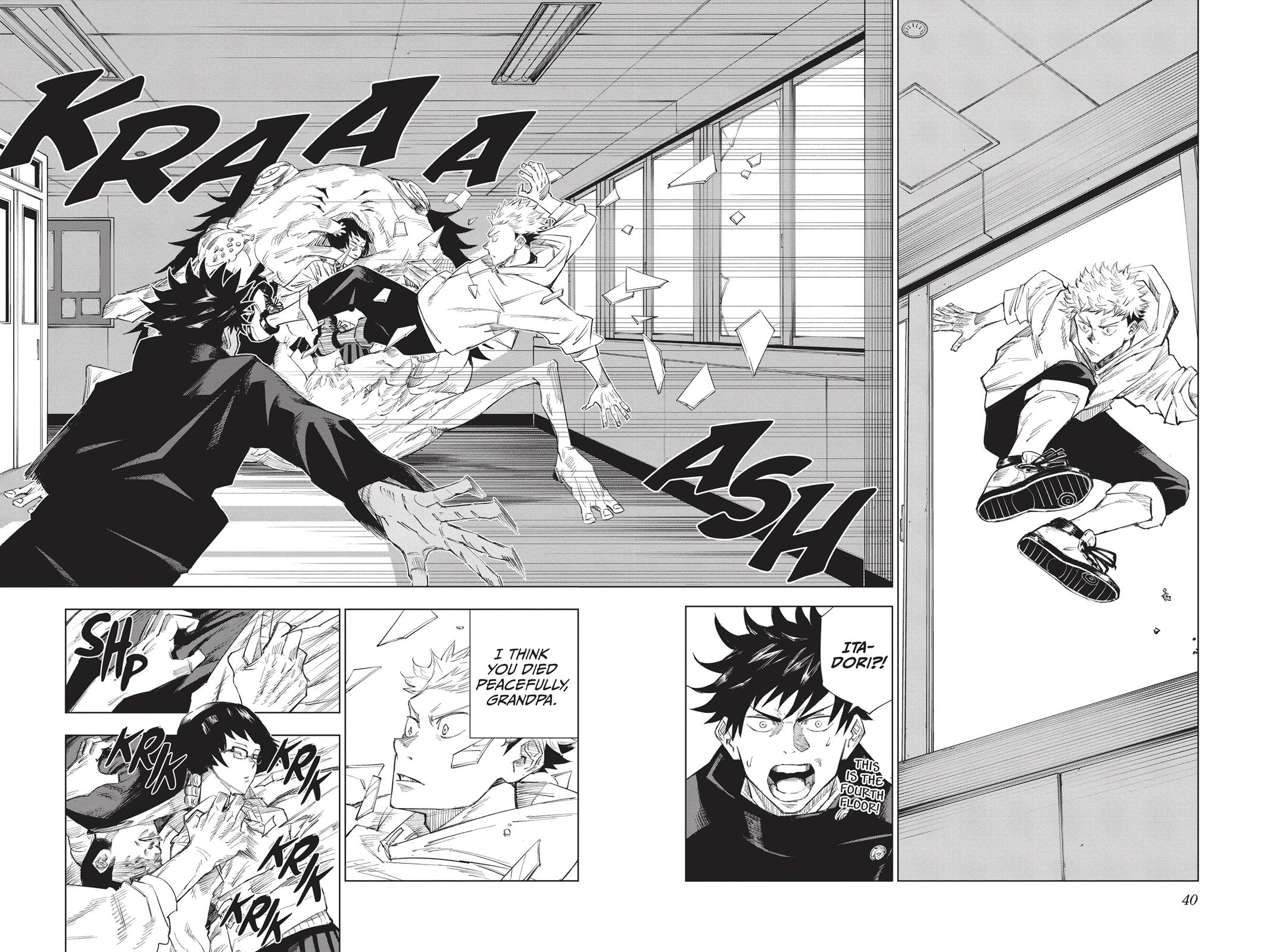 Jujutsu Kaisen Manga Chapter 1 page 40 - Ryomen Sukuna scene