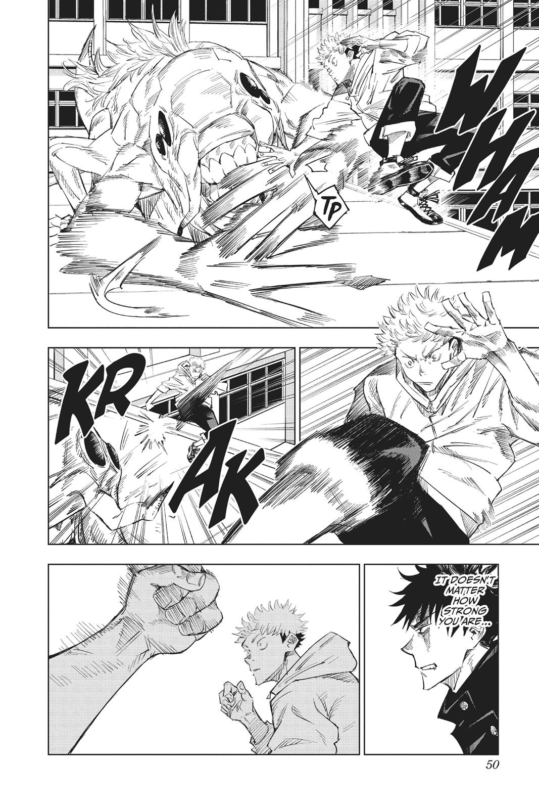 Jujutsu Kaisen Manga Chapter 1 page 49 - Ryomen Sukuna scene