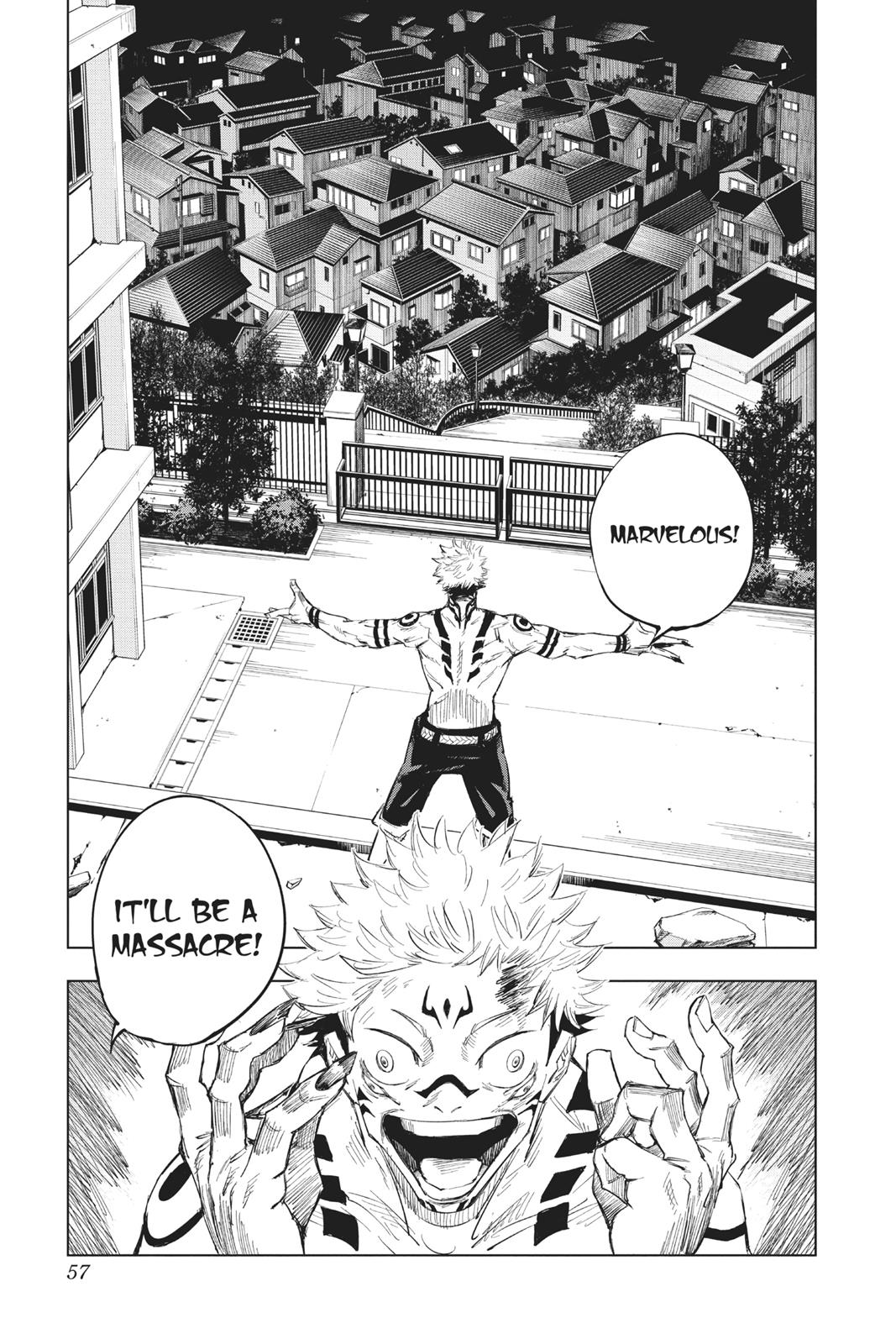Jujutsu Kaisen Manga Chapter 1 page 55 - Ryomen Sukuna scene