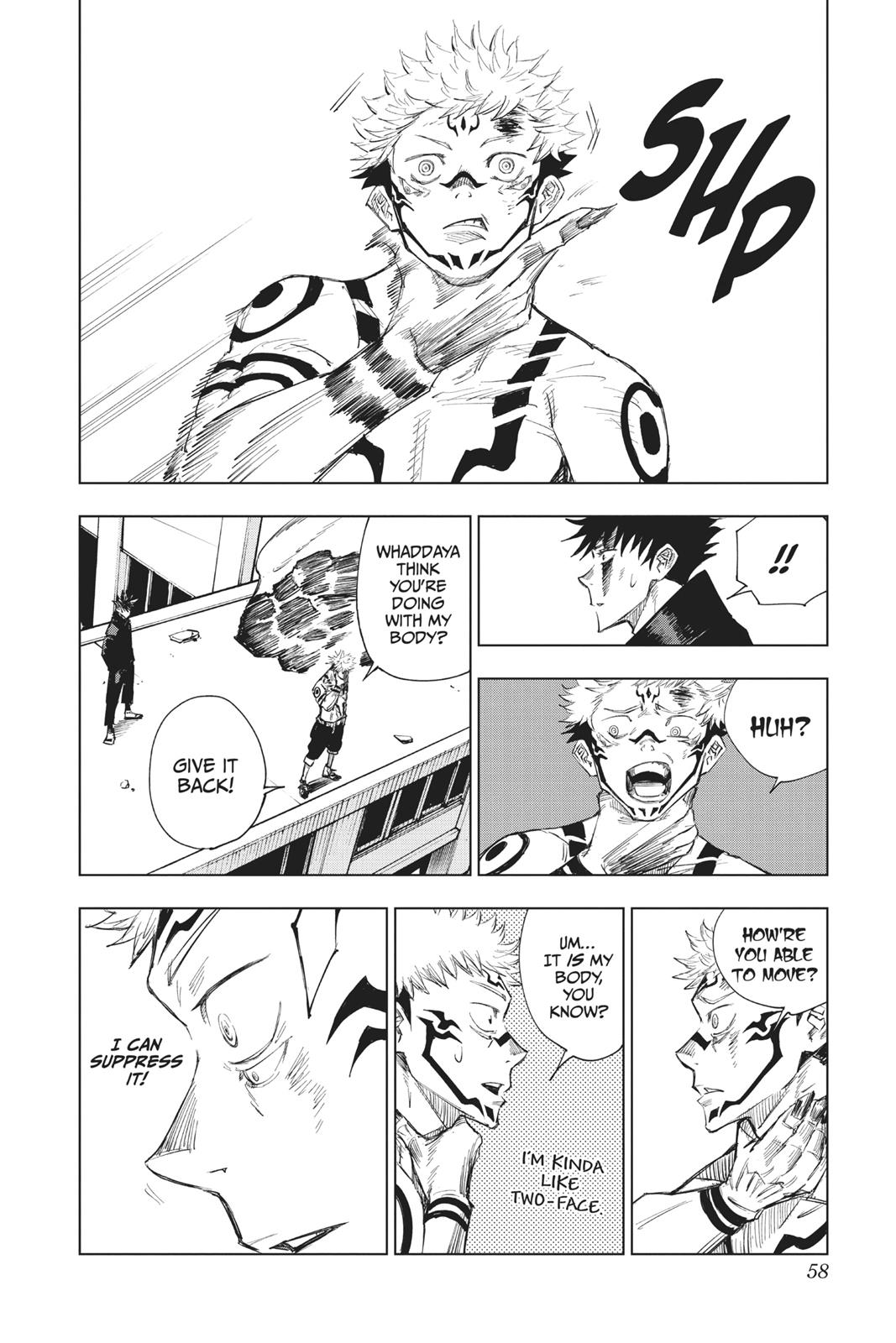 Jujutsu Kaisen Manga Chapter 1 page 56 - Ryomen Sukuna scene