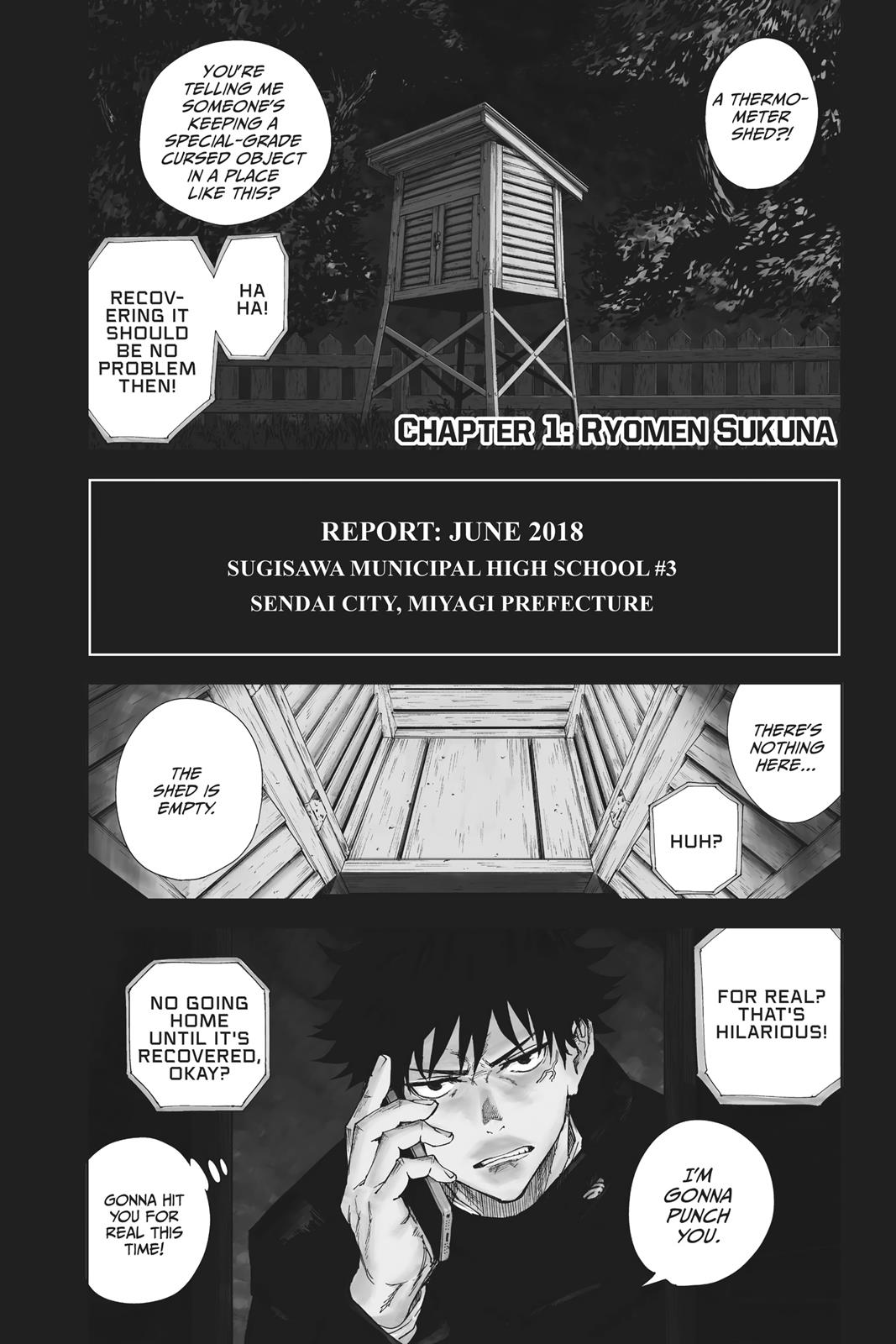 Jujutsu Kaisen Manga Chapter 1 page 6 - Ryomen Sukuna scene