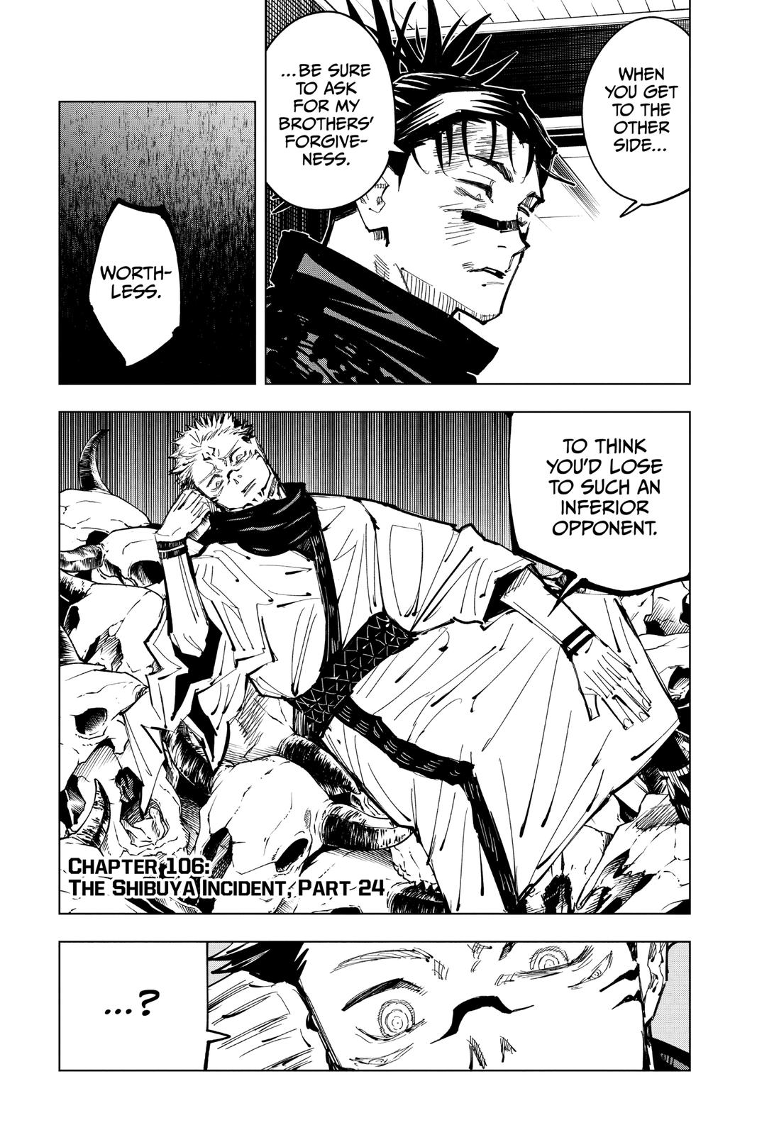 Jujutsu Kaisen Manga Chapter 106 page 1 - The Shibuya Incident, Part 24 scene