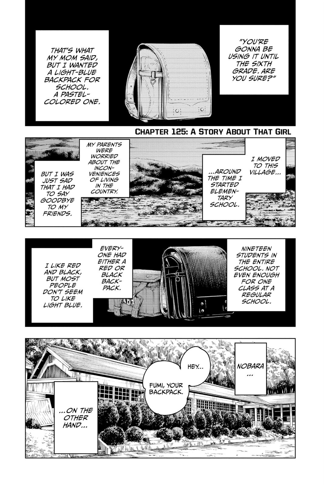 Jujutsu Kaisen Manga Chapter 125 page 7 - A Story About that Girl scene