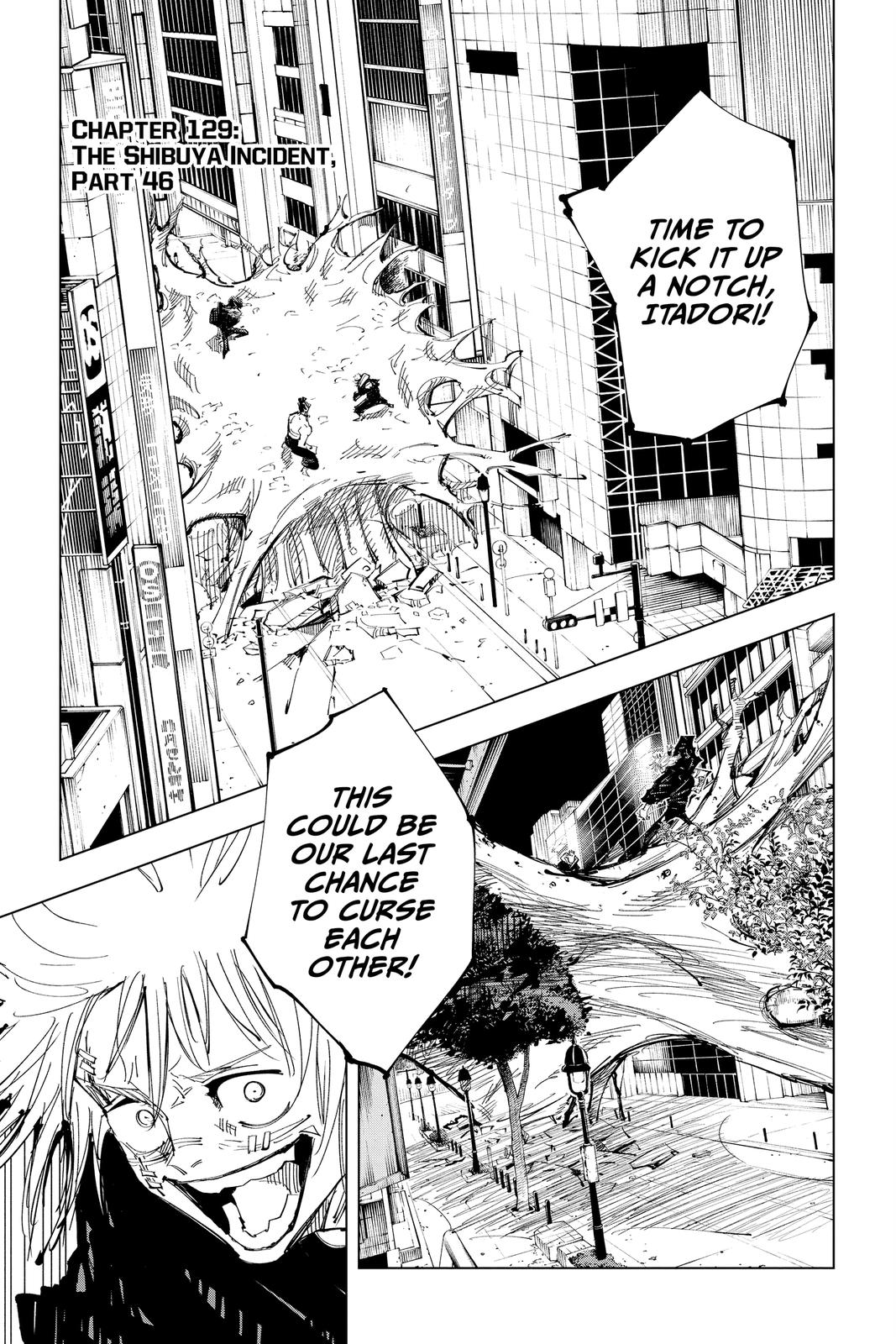Jujutsu Kaisen Manga Chapter 129 page 1 - The Shibuya Incident, Part 46 scene