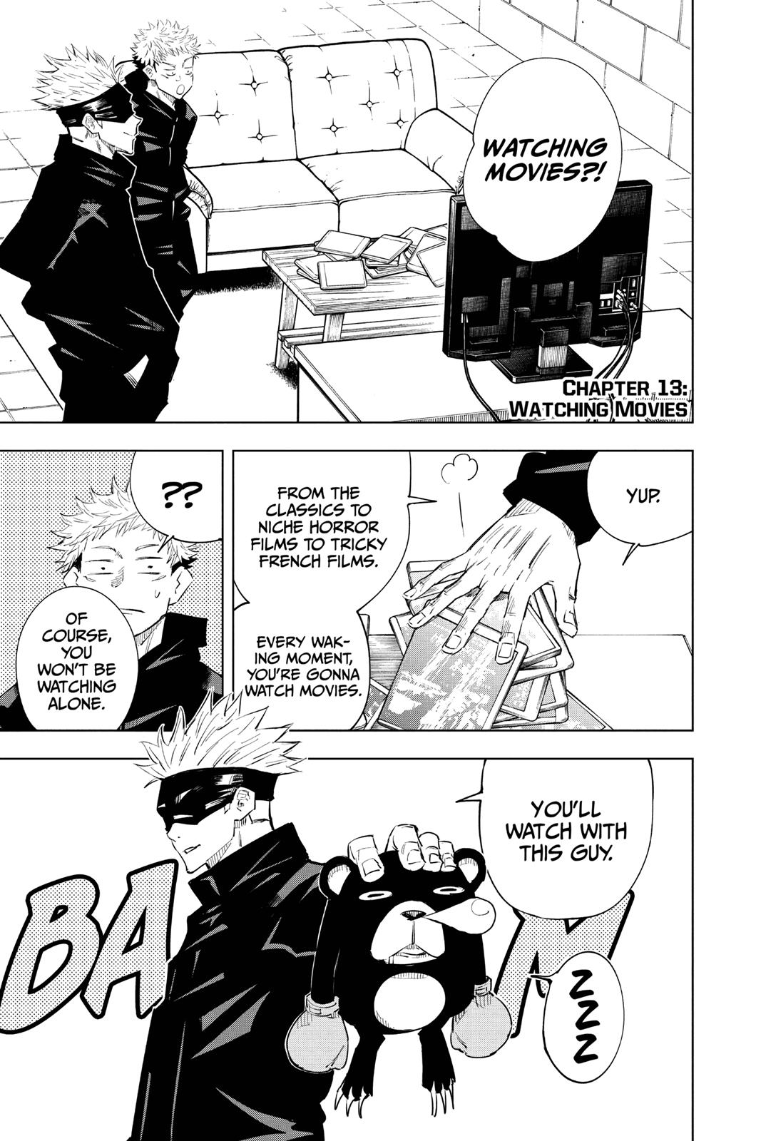 Jujutsu Kaisen Manga Chapter 13 page 1 - Watching Movies scene