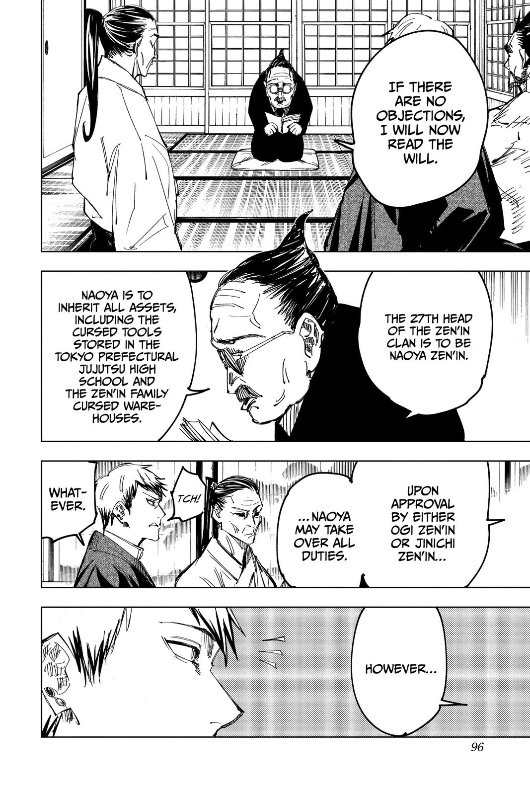 Jujutsu Kaisen Manga Chapter 138 page 8 - The Zenin Clan scene