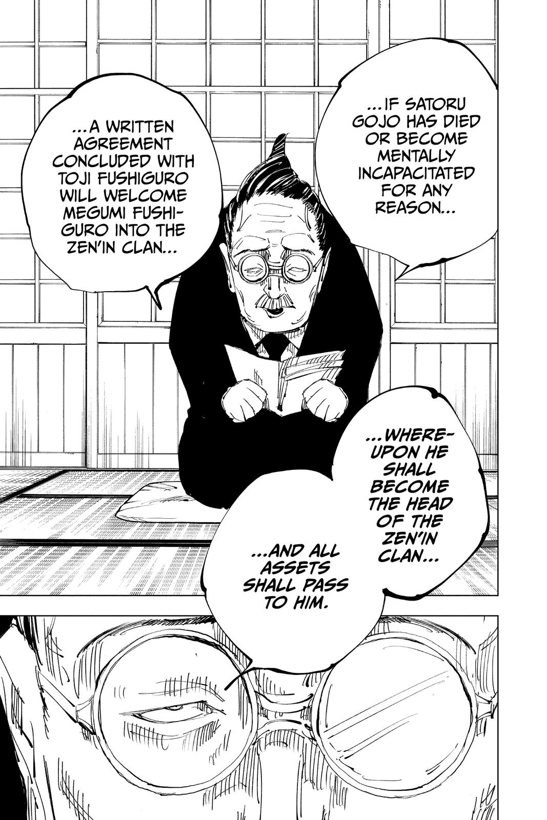 Jujutsu Kaisen Manga Chapter 138 page 9 - The Zenin Clan scene