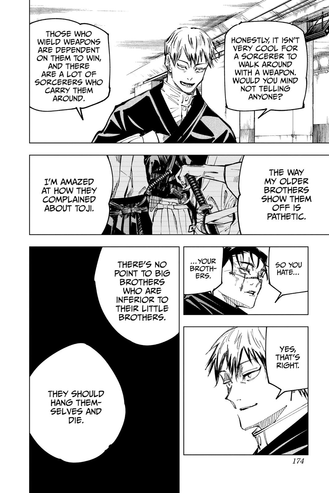 Jujutsu Kaisen Manga Chapter 142 page 6 - A Big Brother's Back scene