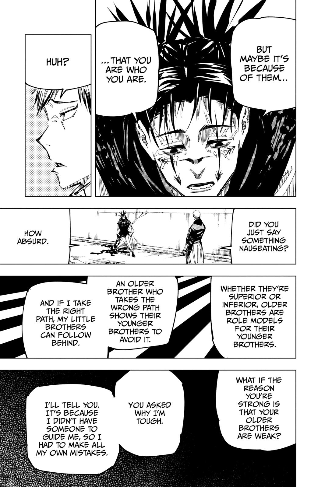 Jujutsu Kaisen Manga Chapter 142 page 7 - A Big Brother's Back scene