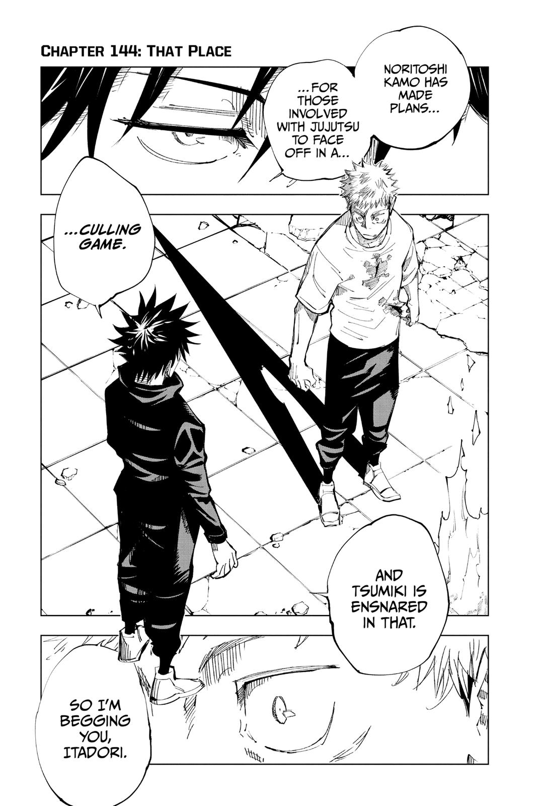 Jujutsu Kaisen Manga Chapter 144 page 1 - That Place scene