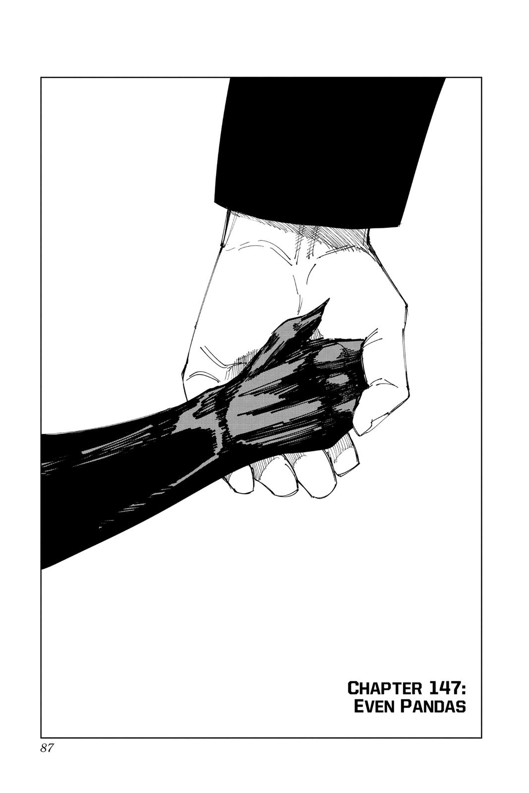 Jujutsu Kaisen Manga Chapter 147 page 1 - Even Pandas scene