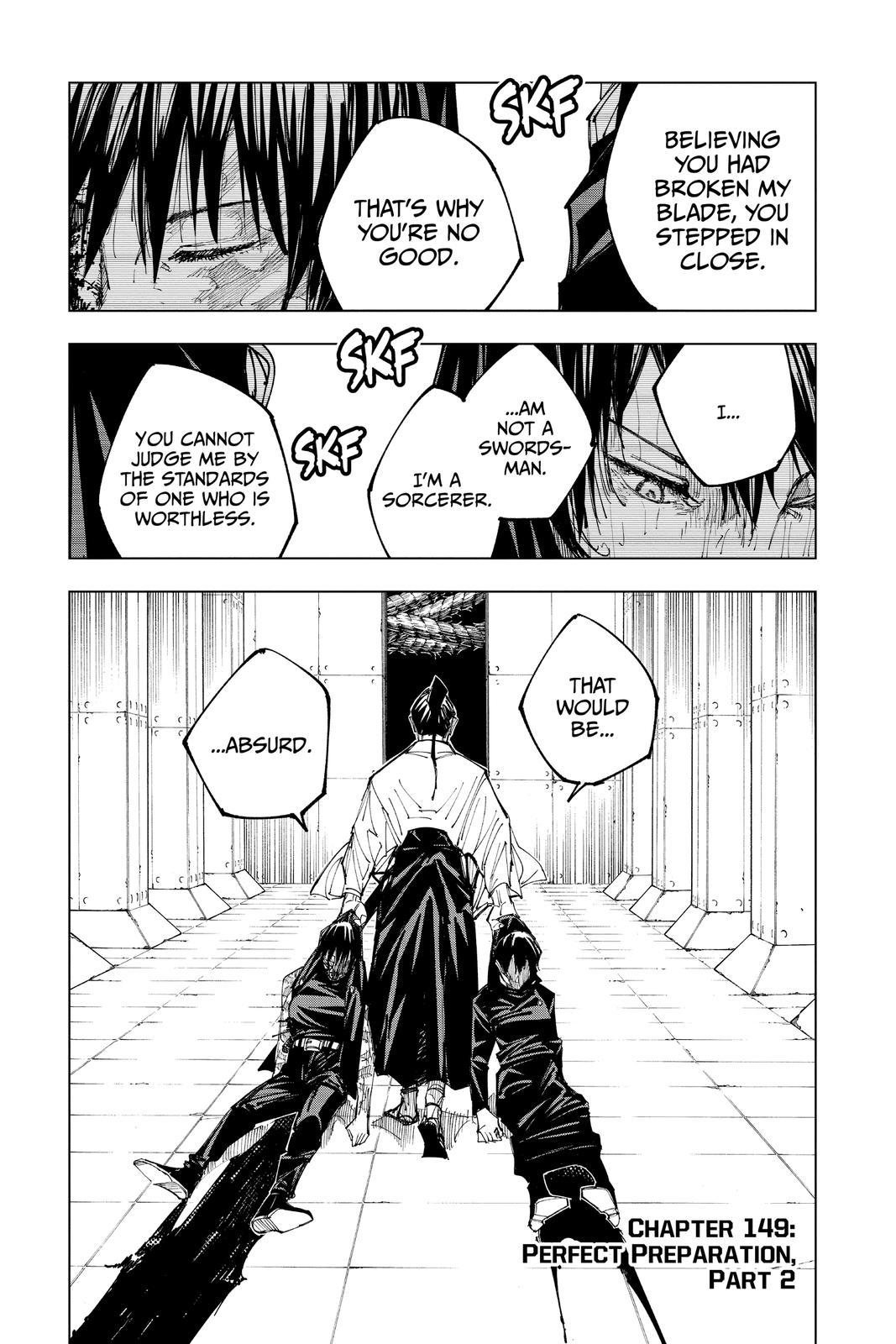 Jujutsu Kaisen Manga Chapter 149 page 1 - Perfect Preparation, Part 2 scene