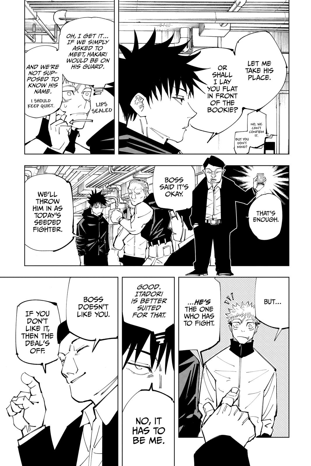 Jujutsu Kaisen Manga Chapter 153 page 11 - Underground Fight Club scene