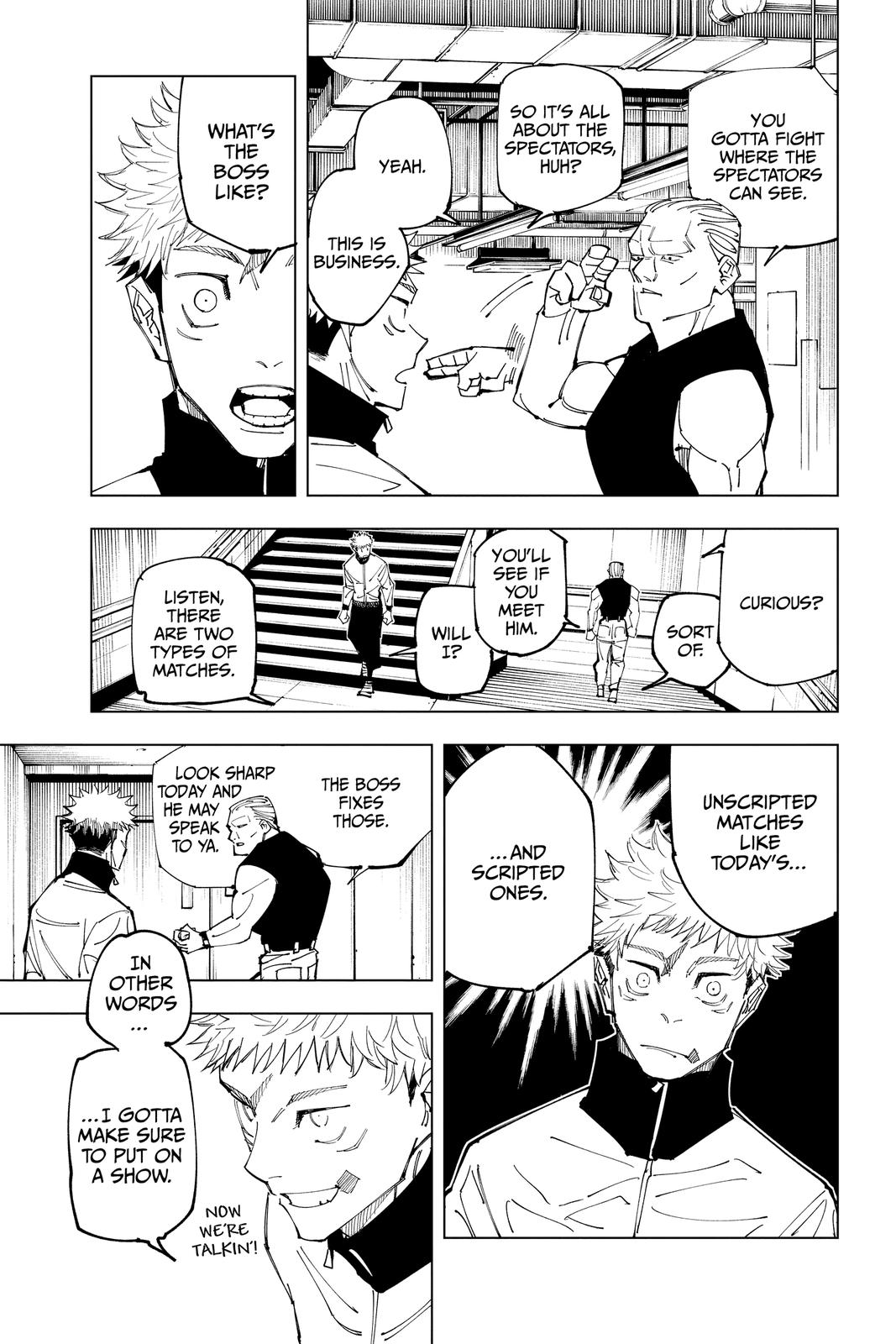 Jujutsu Kaisen Manga Chapter 153 page 15 - Underground Fight Club scene
