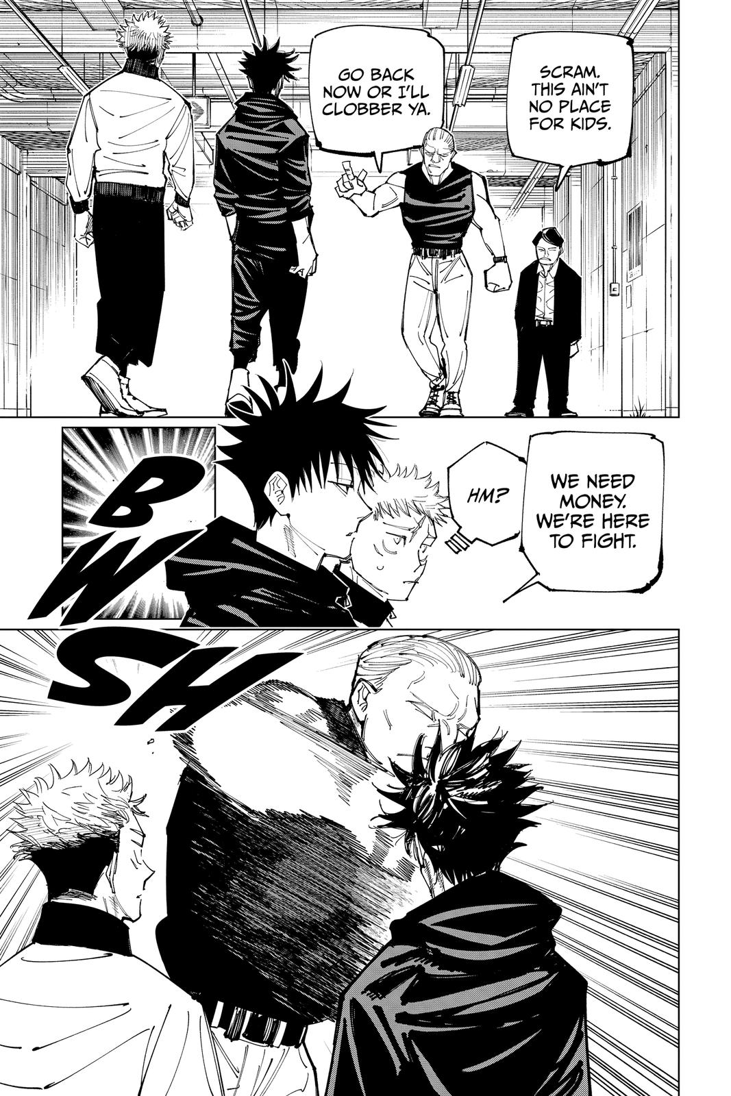 Jujutsu Kaisen Manga Chapter 153 page 9 - Underground Fight Club scene