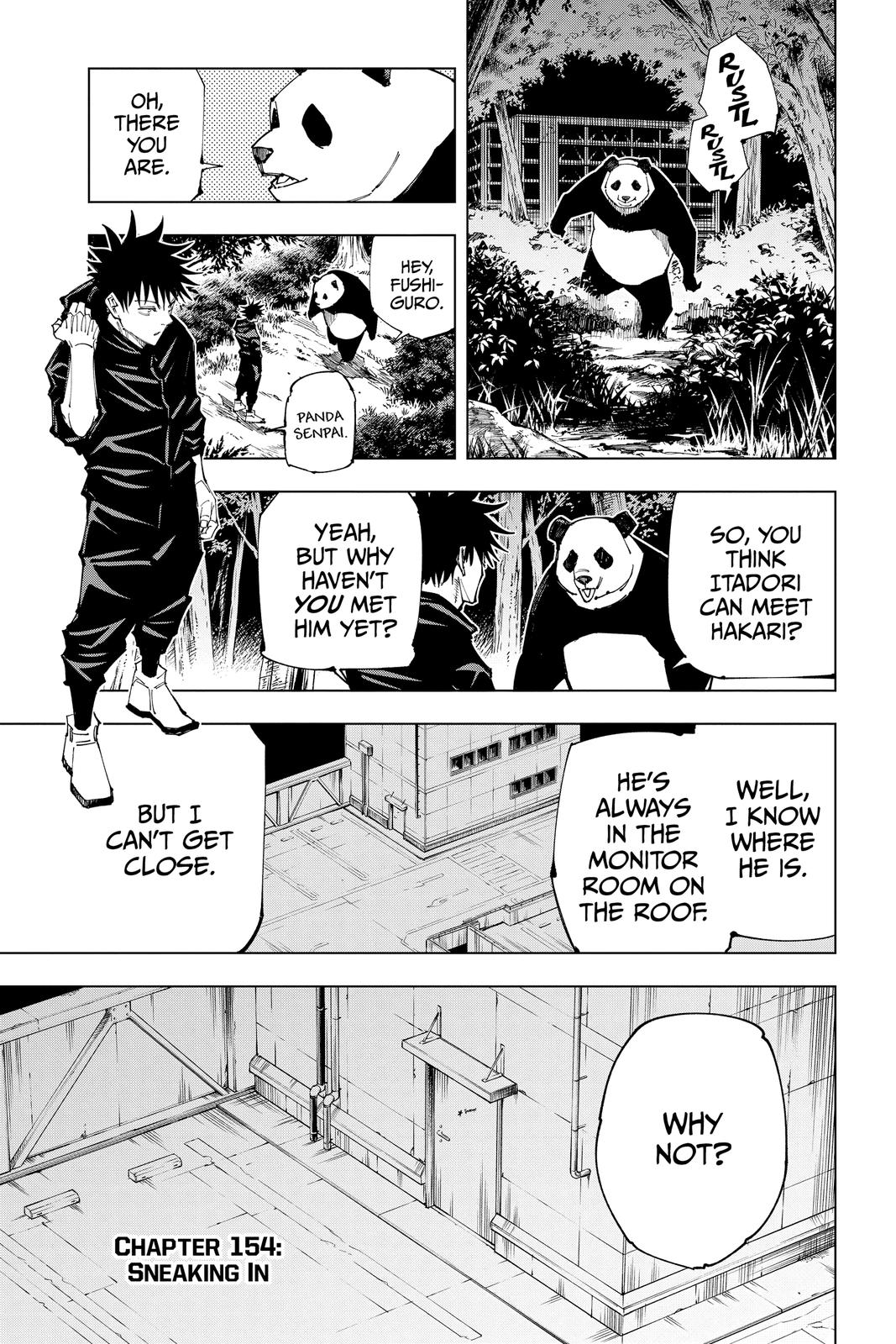 Jujutsu Kaisen Manga Chapter 154 page 1 - Sneaking In scene