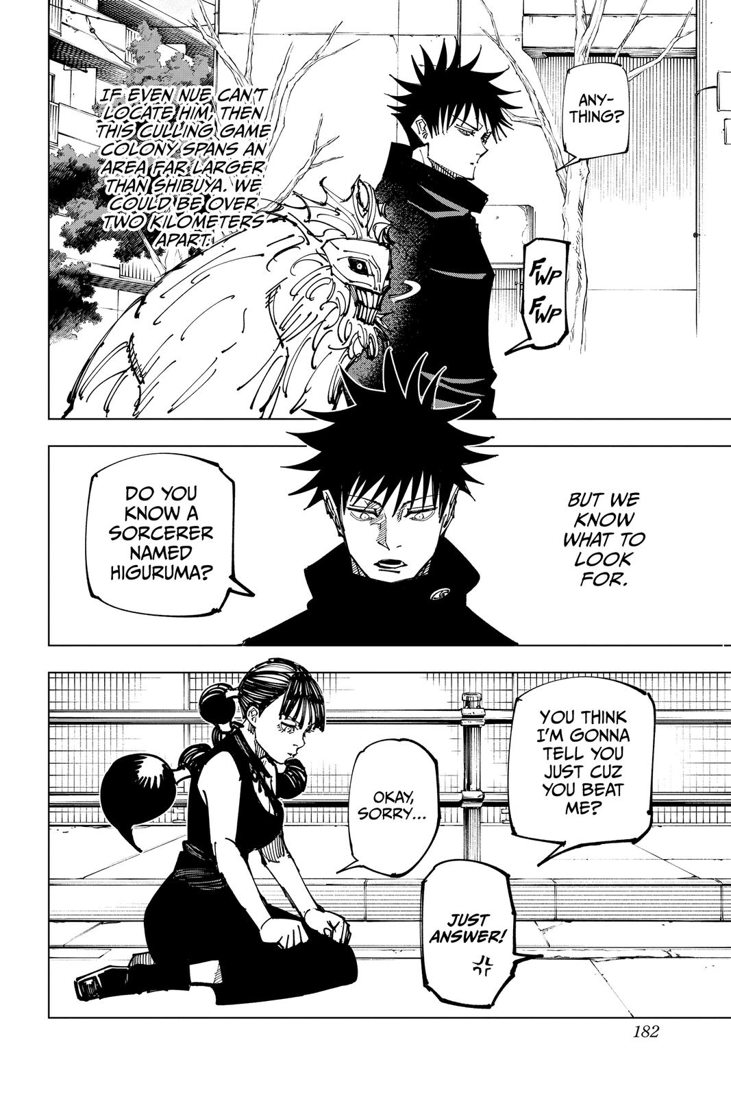 Jujutsu Kaisen Manga Chapter 161 page 15 - Tokyo No. 1 Colony, Part 1 scene