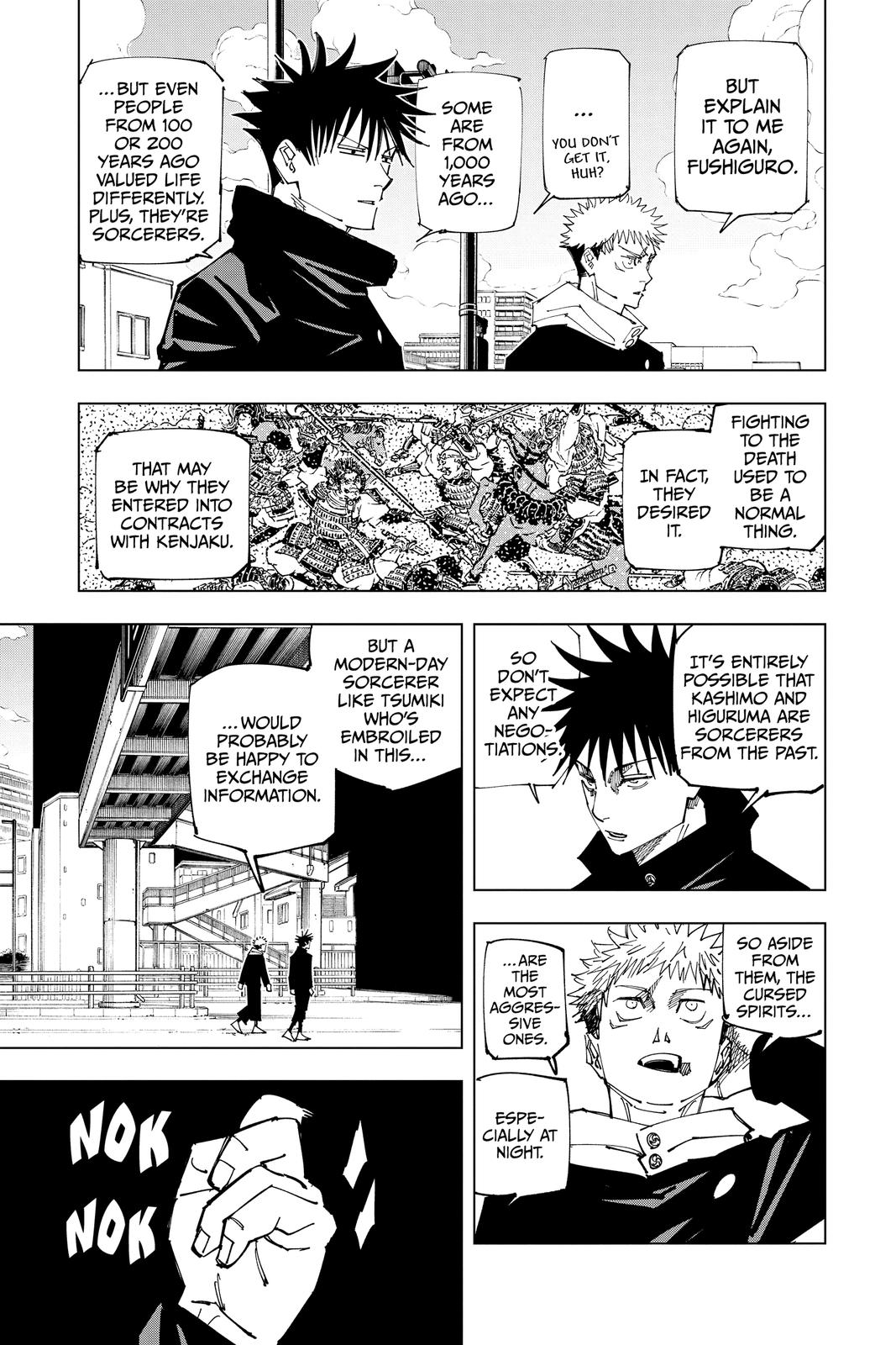 Jujutsu Kaisen Manga Chapter 161 page 3 - Tokyo No. 1 Colony, Part 1 scene
