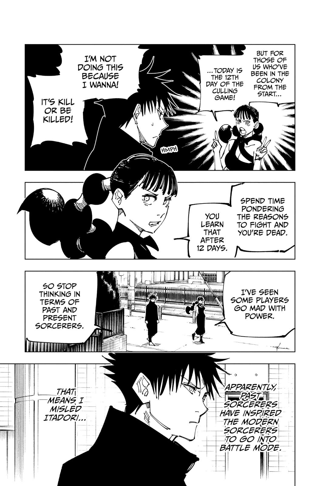 Jujutsu Kaisen Manga Chapter 162 page 21 - Tokyo No. 1 Colony, Part 2 scene