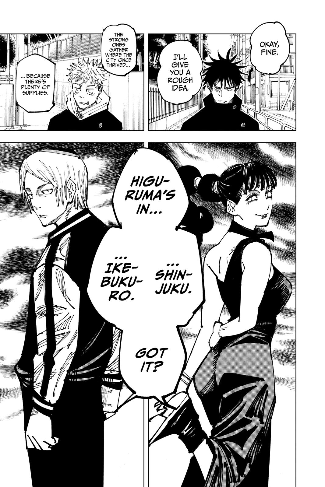 Jujutsu Kaisen Manga Chapter 162 page 23 - Tokyo No. 1 Colony, Part 2 scene