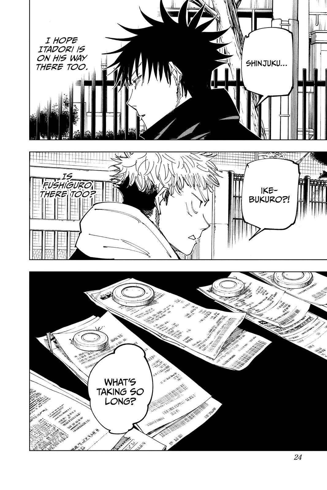 Jujutsu Kaisen Manga Chapter 162 page 24 - Tokyo No. 1 Colony, Part 2 scene
