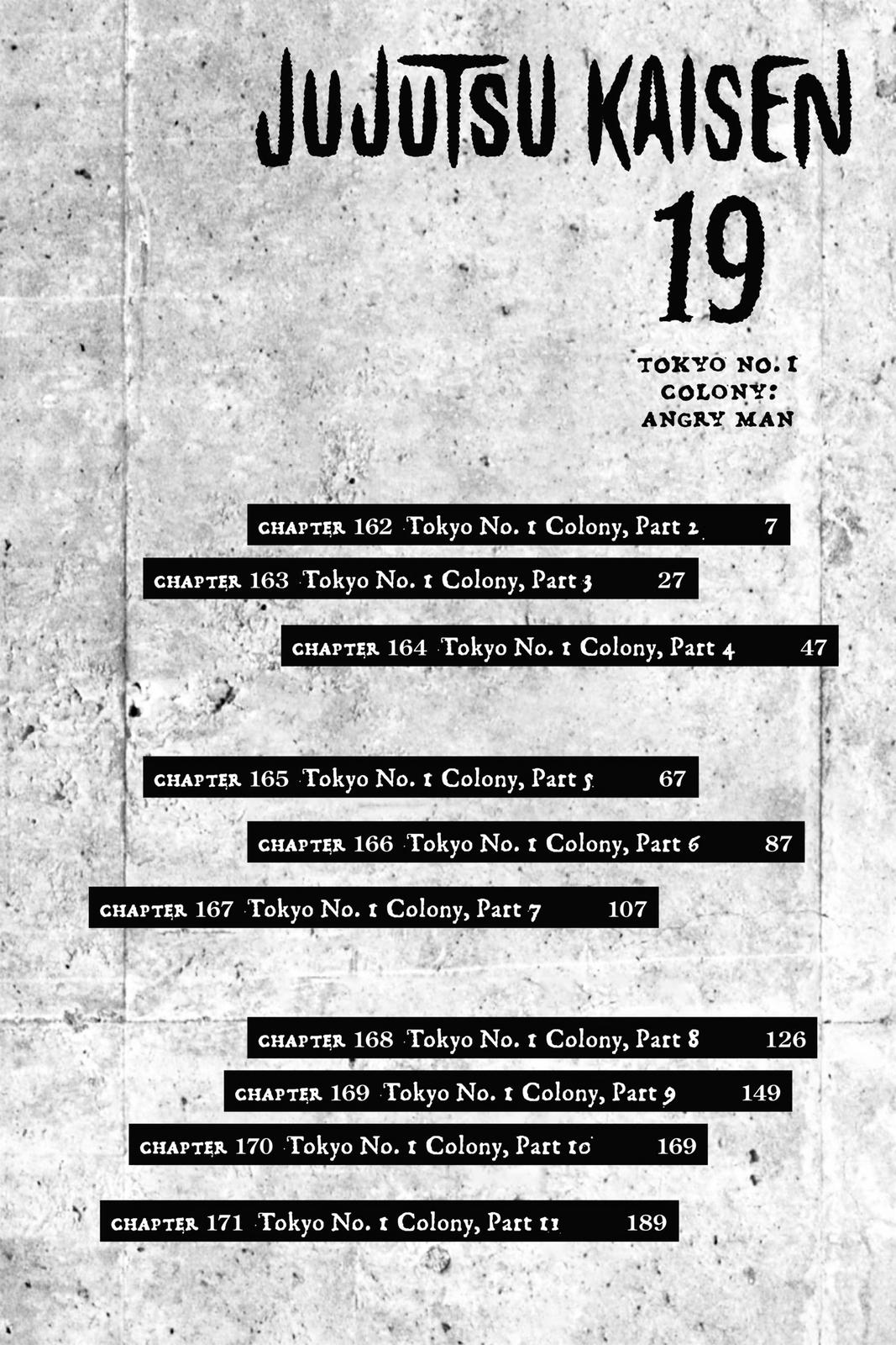 Jujutsu Kaisen Manga Chapter 162 page 6 - Tokyo No. 1 Colony, Part 2 scene