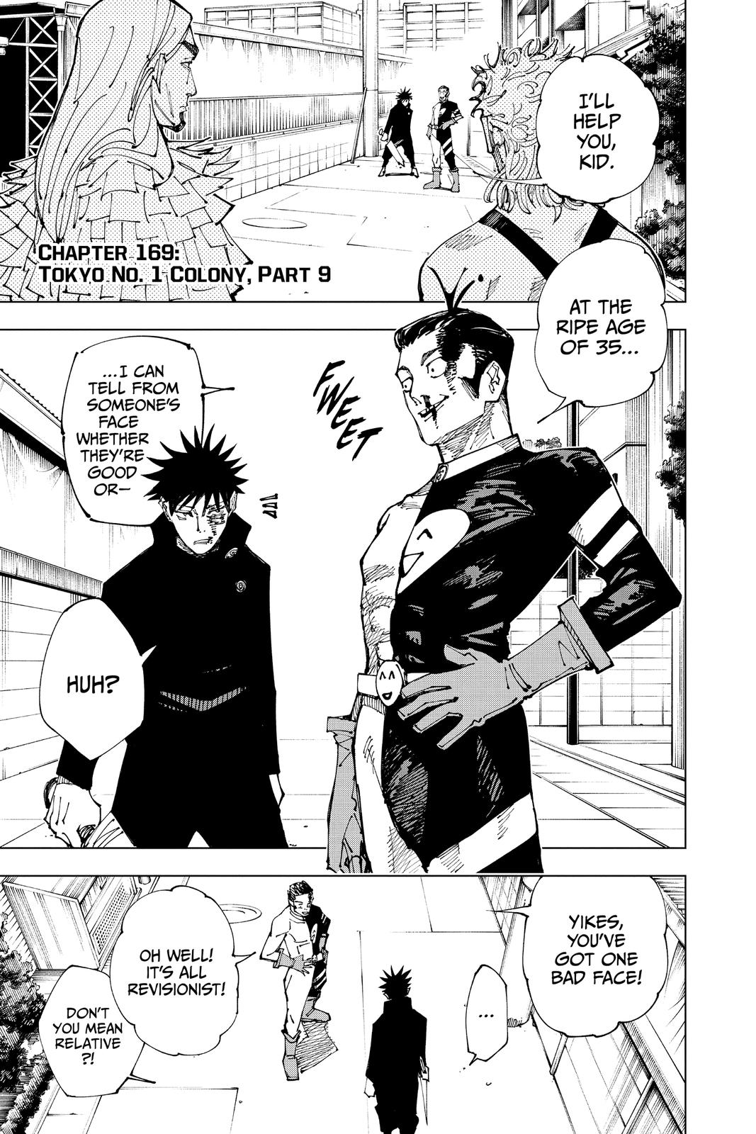 Jujutsu Kaisen Manga Chapter 169 page 1 - Tokyo No. 1 Colony, Part 9 scene