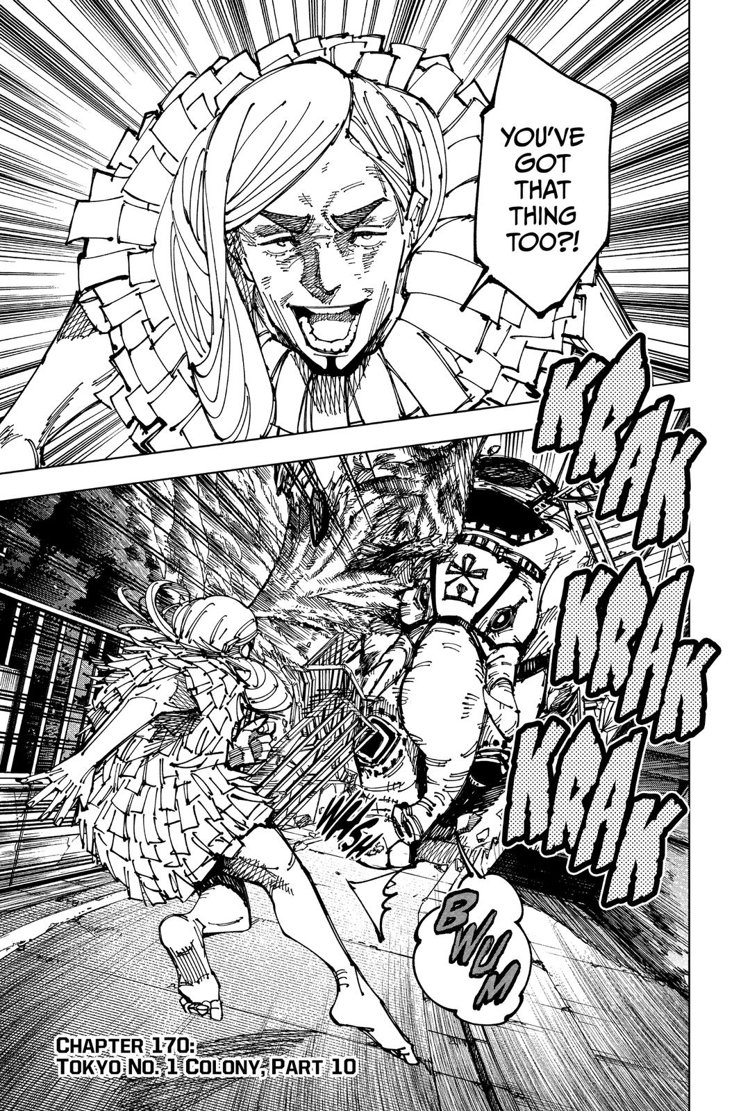Jujutsu Kaisen Manga Chapter 170 page 1 - Tokyo No. 1 Colony, Part 10 scene