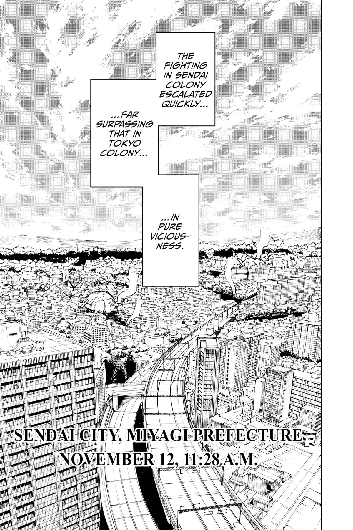 Jujutsu Kaisen Manga Chapter 173 page 13 - Tokyo No. 1 Colony, Part 13 scene