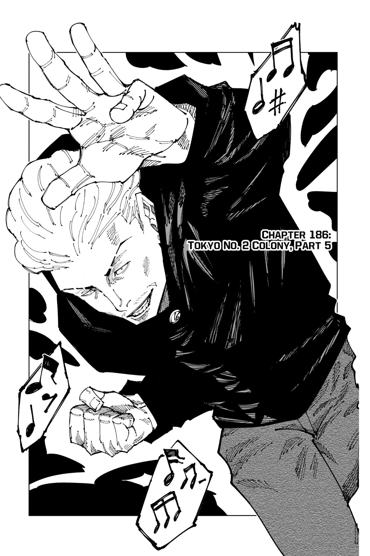 Jujutsu Kaisen Manga Chapter 186 page 1 - Tokyo No. 2 Colony, Part 5 scene