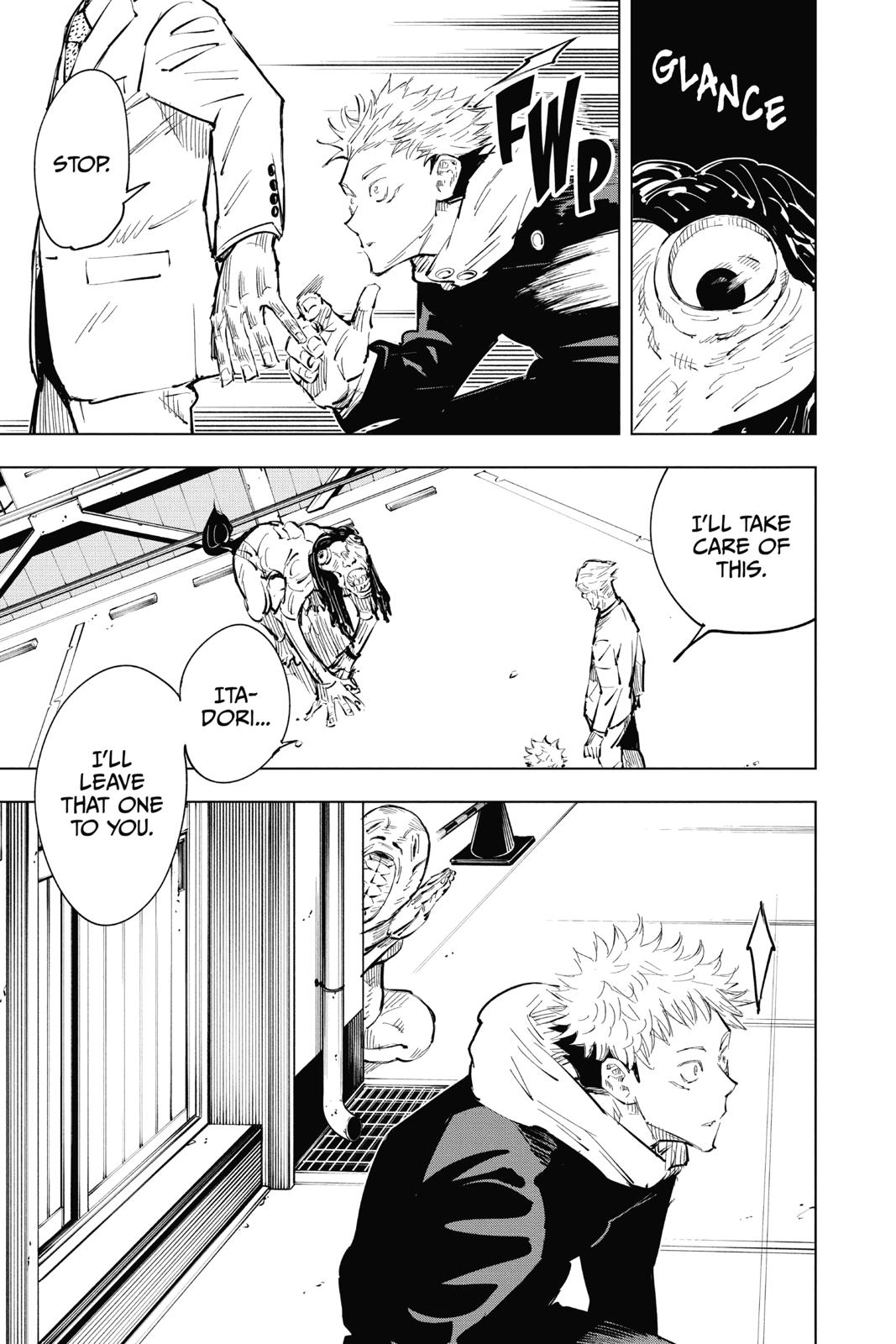 Jujutsu Kaisen Manga Chapter 19 page 17 - Young Fish and Reverse Punishment scene