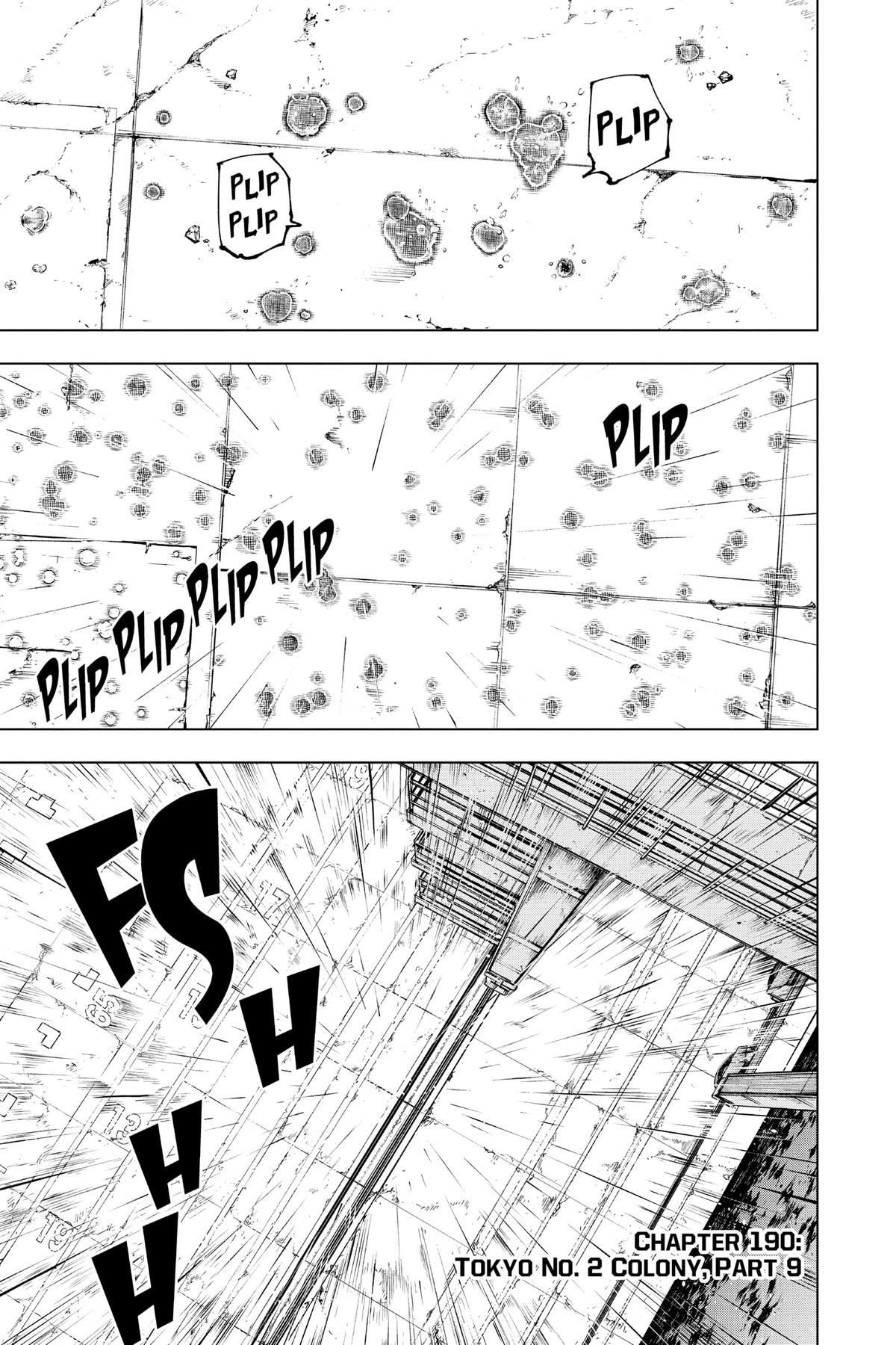 Jujutsu Kaisen Manga Chapter 190 page 1 - Tokyo No. 2 Colony, Part 9 scene