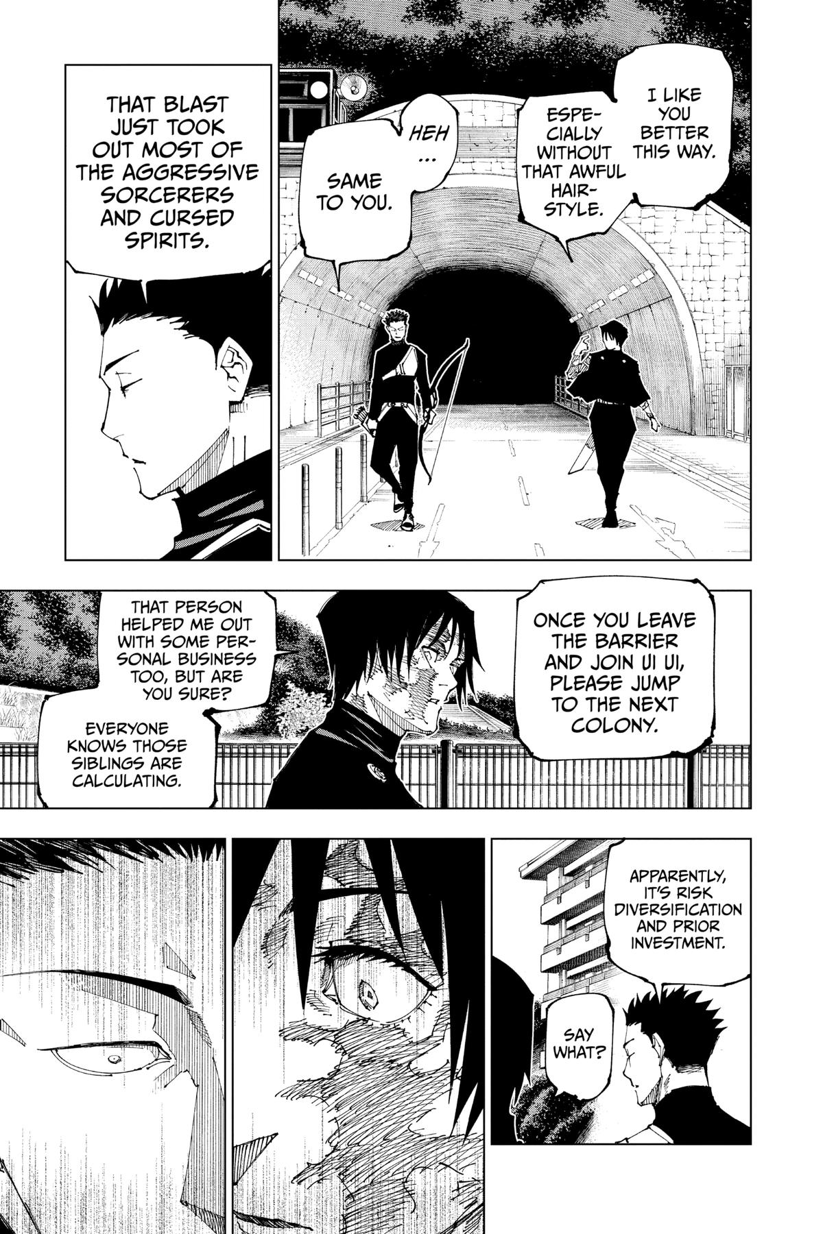 Jujutsu Kaisen Manga Chapter 190 page 16 - Tokyo No. 2 Colony, Part 9 scene