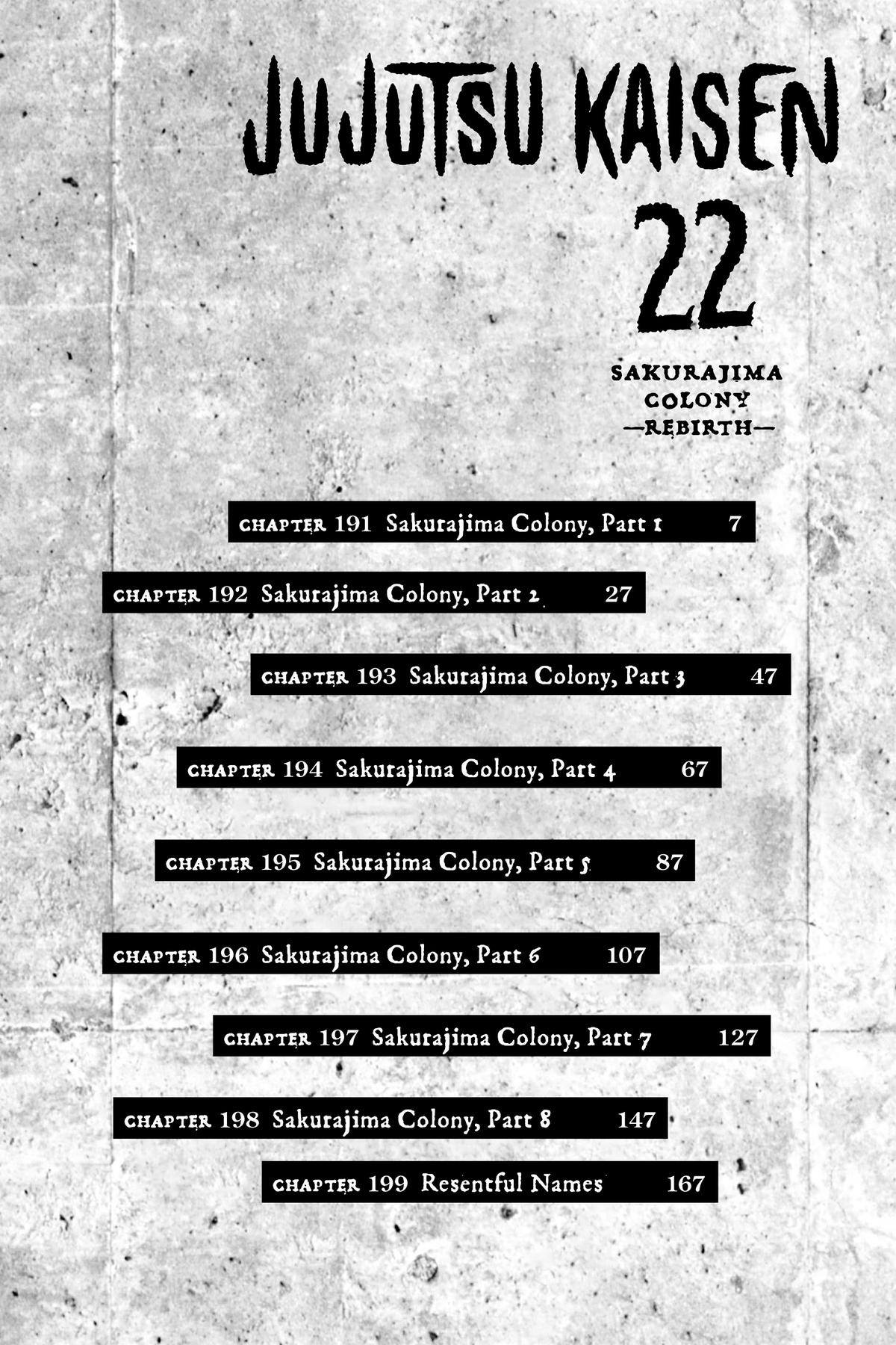 Jujutsu Kaisen Manga Chapter 191 page 6 - Sakurajima Colony, Part 1 scene