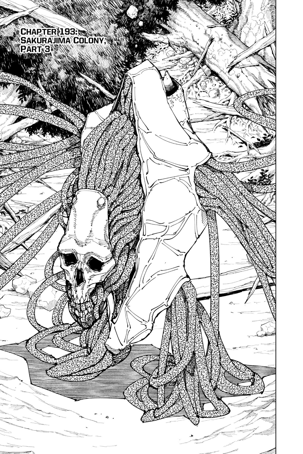 Jujutsu Kaisen Manga Chapter 193 page 1 - Sakurajima Colony, Part 3 scene