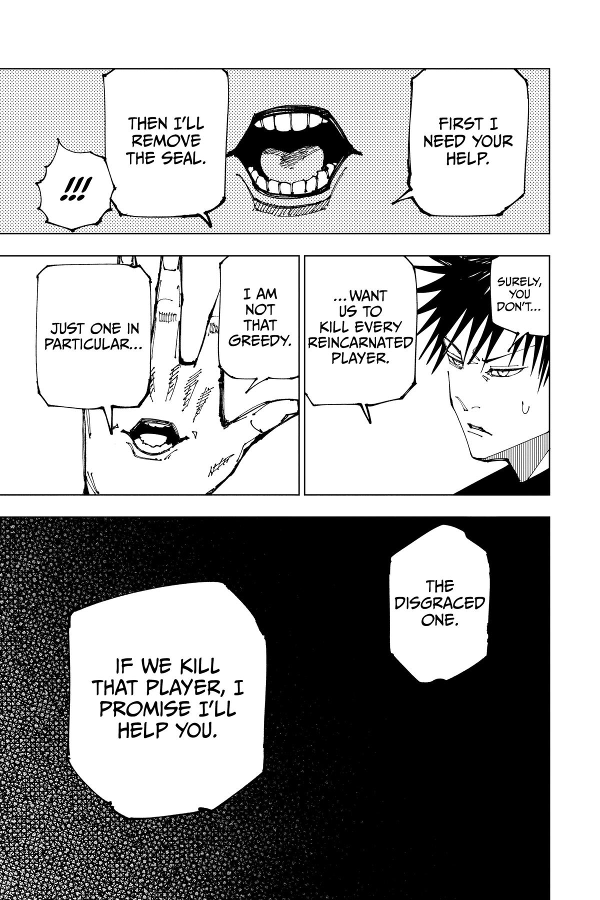 Jujutsu Kaisen Manga Chapter 199 page 17 - Resentful Names scene