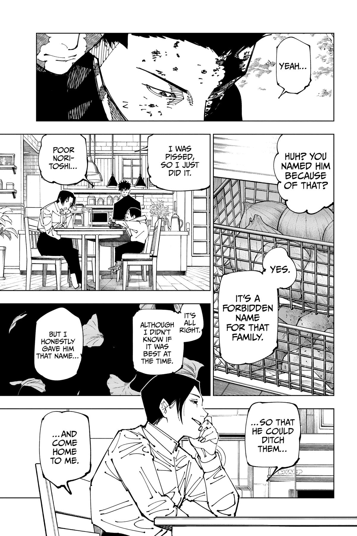 Jujutsu Kaisen Manga Chapter 199 page 3 - Resentful Names scene