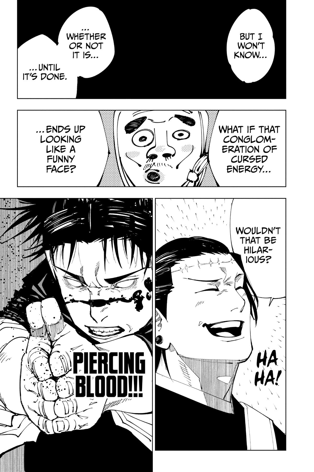 Jujutsu Kaisen Manga Chapter 202 page 17 - Blood and Oil scene