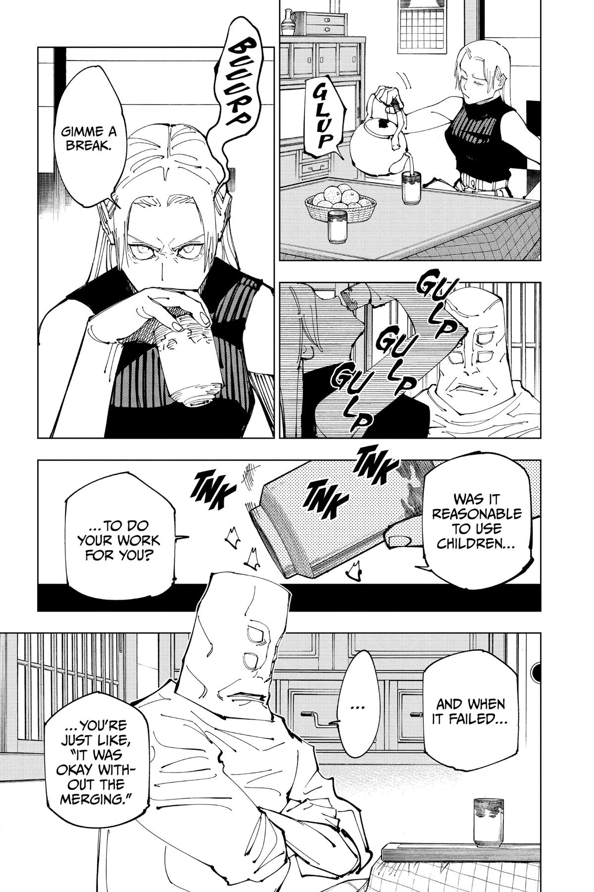 Jujutsu Kaisen Manga Chapter 202 page 3 - Blood and Oil scene