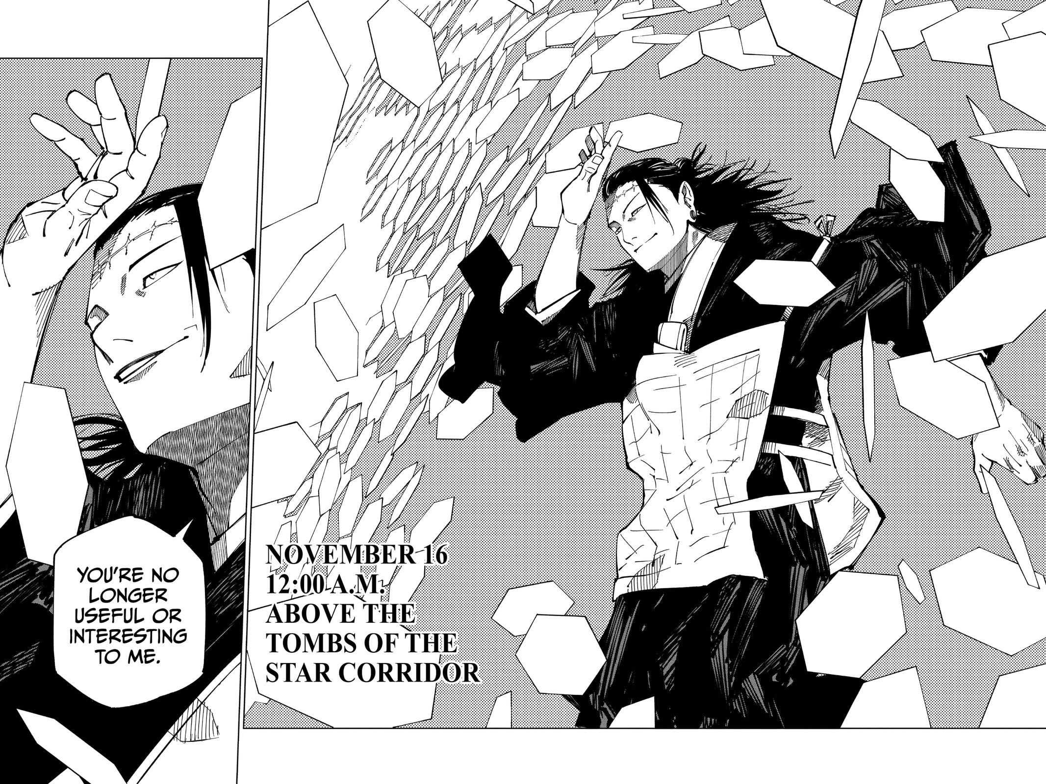 Jujutsu Kaisen Manga Chapter 202 page 8 - Blood and Oil scene