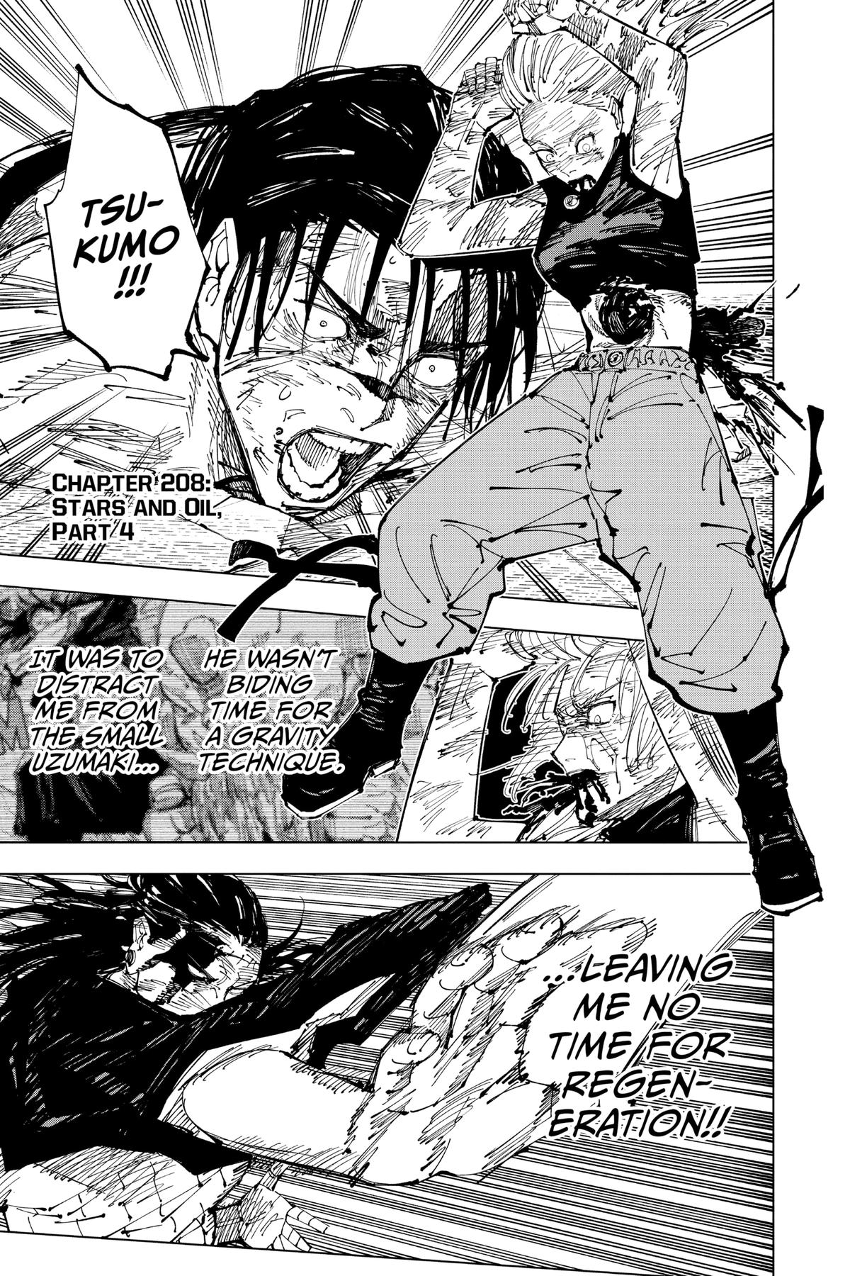 Jujutsu Kaisen Manga Chapter 208 page 1 - Stars and Oil, Part 4 scene