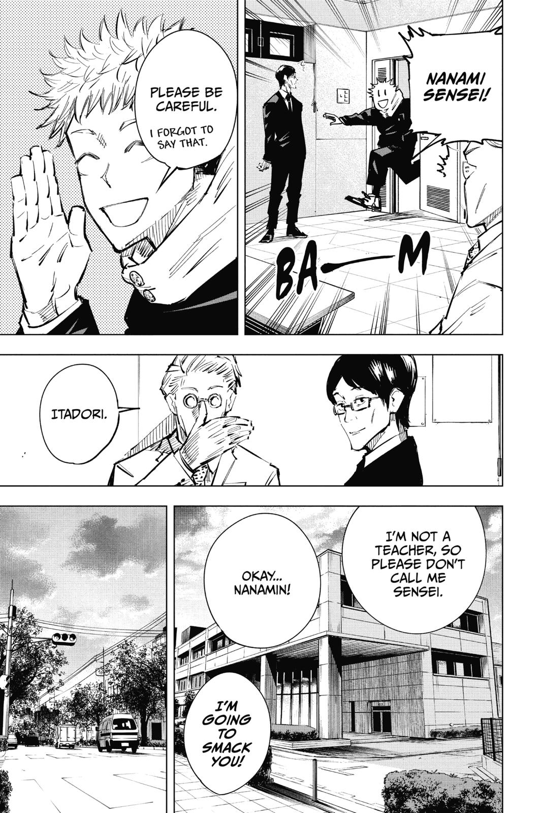 Jujutsu Kaisen Manga Chapter 21 page 13 - Young Fish and Reverse Punishment, Part 3 scene
