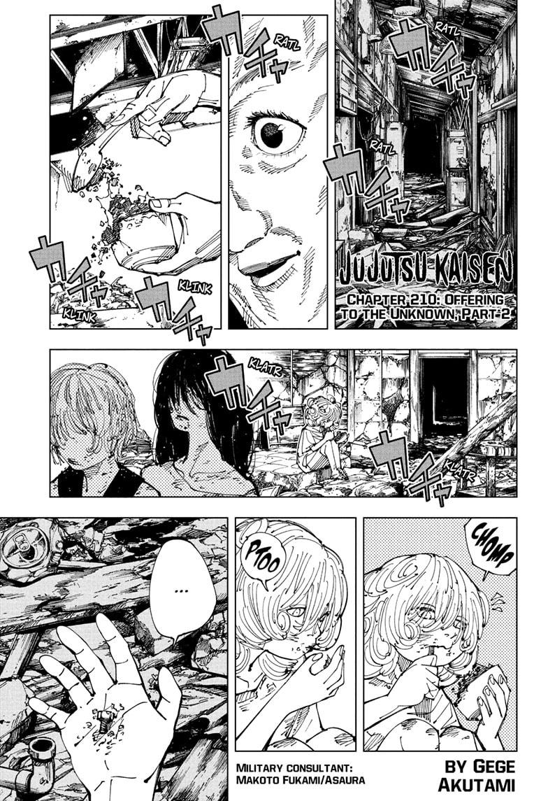 Jujutsu Kaisen Manga Chapter 210 page 1 - Offering to the Unknown, Part 2 scene