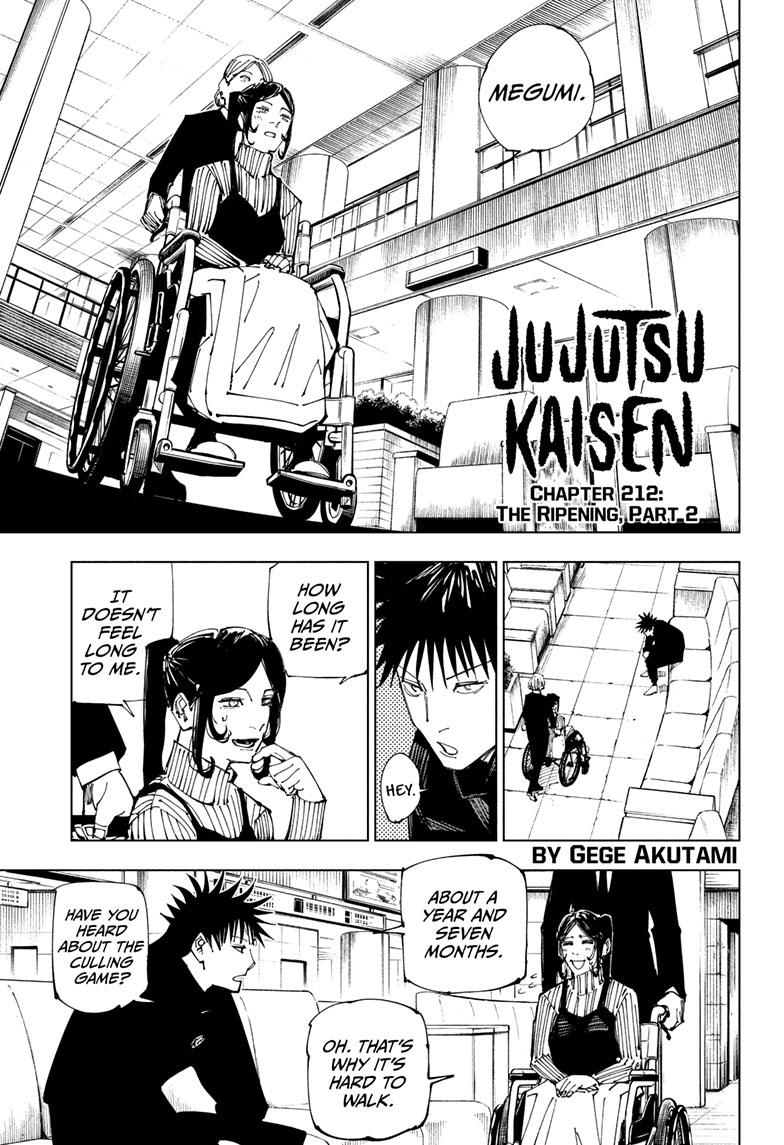 Jujutsu Kaisen Manga Chapter 212 page 1 - The Ripening, Part 2 scene