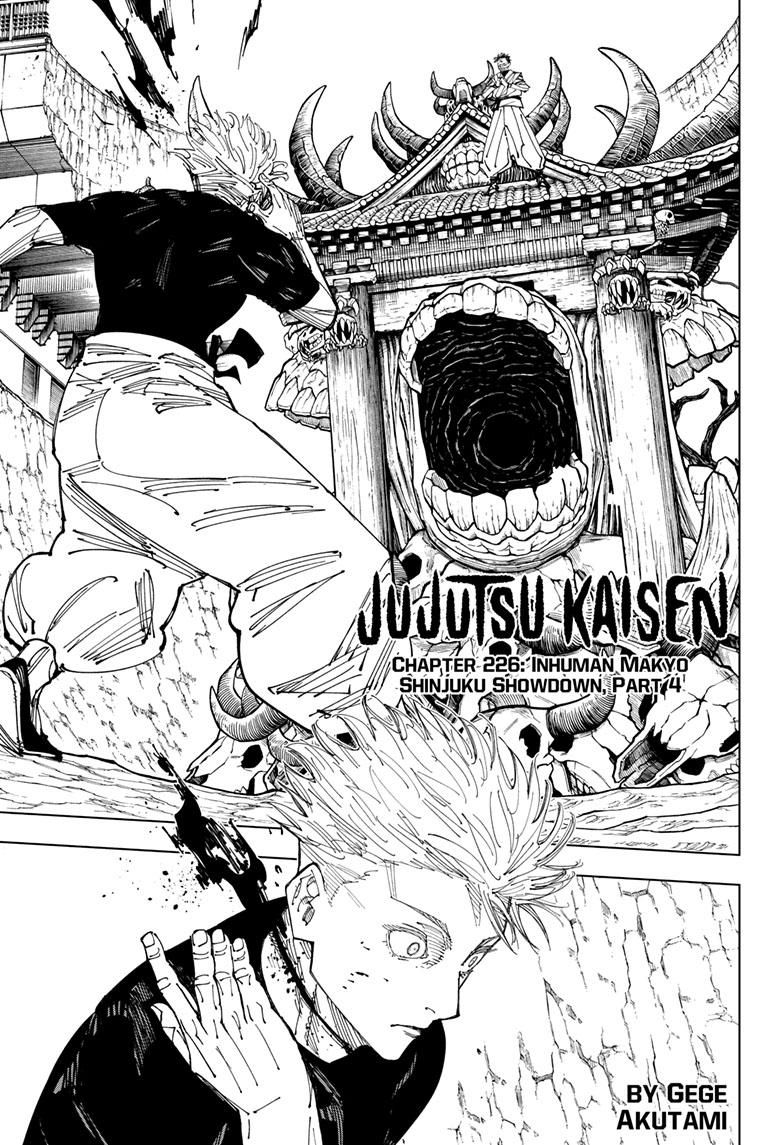 Jujutsu Kaisen Manga Chapter 226 page 1 - Inhuman Makyo Shinjuku Showdown, Part 4 scene