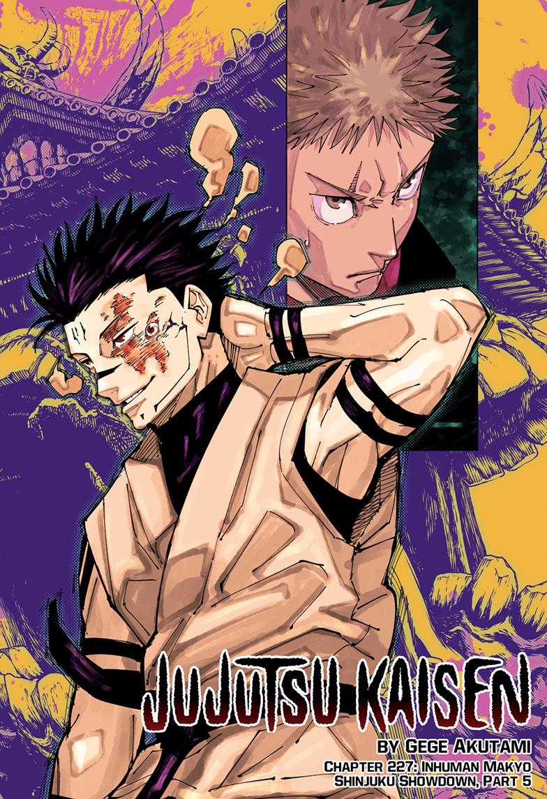Jujutsu Kaisen Manga Chapter 227 page 1 - Inhuman Makyo Shinjuku Showdown, Part 5 scene