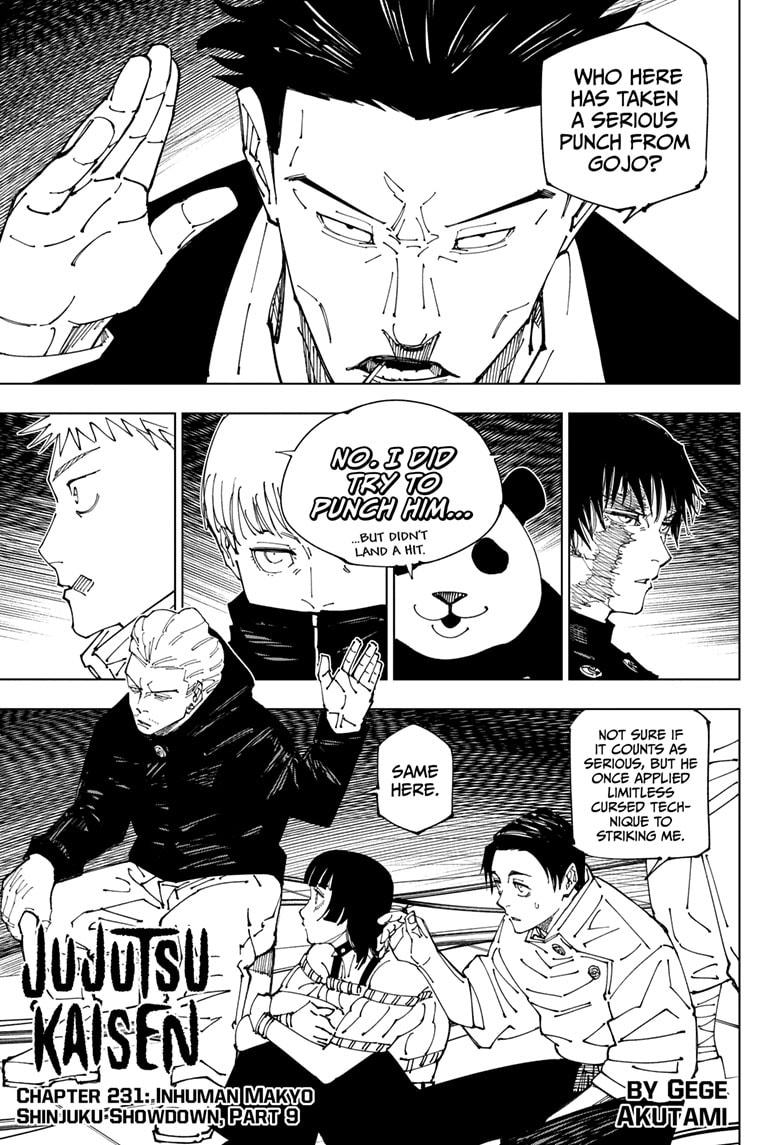 Jujutsu Kaisen Manga Chapter 231 page 1 - Inhuman Makyo Shinjuku Showdown, Part 9 scene