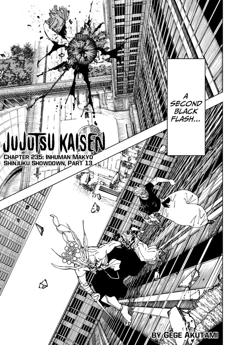 Jujutsu Kaisen Manga Chapter 235 page 1 - Inhuman Makyo Shinjuku Showdown, Part 13 scene