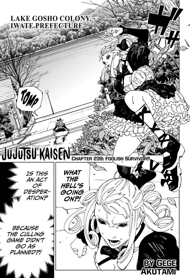 Jujutsu Kaisen Manga Chapter 239 page 1 - Foolish Survivor!! scene